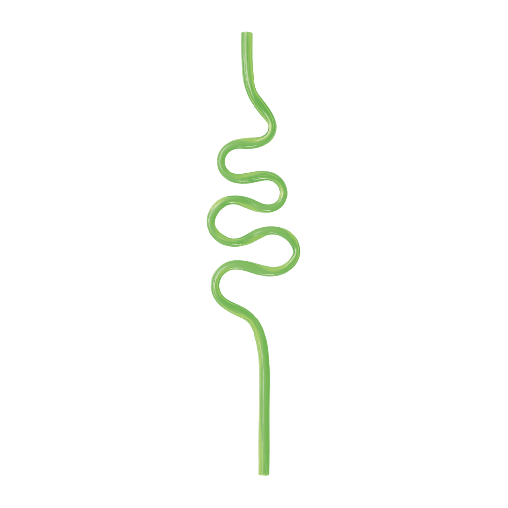 Green silly straw curvy drinking straw fun shape from Parte Haus party supply store in Bethesda Maryland.