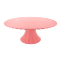 Pink cake stand with scalloped edge for birthday celebration from Parte Haus party supply store in Bethesda MD.