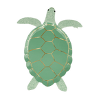 Green turtle shaped decorative plate for ocean theme from Parte Haus party supply store in Bethesda MD