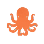 Orange octopus shaped napkin sea theme from Parte Haus party supply store in Bethesda Maryland