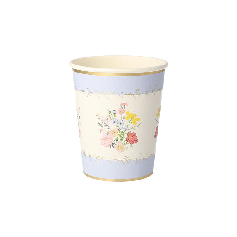 Pastel floral paper cup with bouquet design perfect for spring tea parties from Parte Haus party supply store in Bethesda MD.