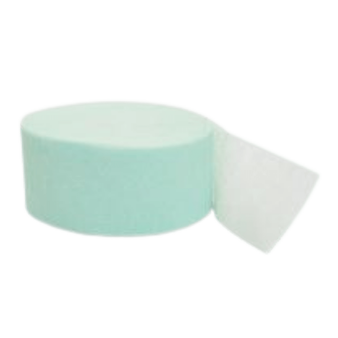 Mint green crepe paper streamer roll for birthday from Parte Haus party supply store in Bethesda Maryland