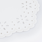White paper doily with floral cutout edges for celebrations from Parte Haus party supply store in Bethesda MD