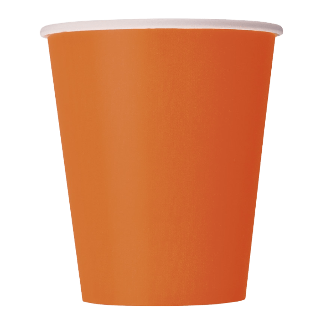 Orange paper cup solid color classic design for any occasion from Parte Haus party supply store in Bethesda MD