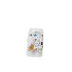 Clear glass cup with colorful sticker designs music celebration theme from Parte Haus party supply store in Bethesda MD