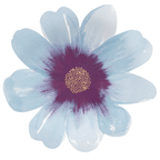 Blue floral paper plate watercolor flower shape spring theme from Parte Haus party supply store in Bethesda MD