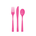 Pink plastic cutlery set fork knife spoon for birthday from Parte Haus party supply store in Bethesda MD