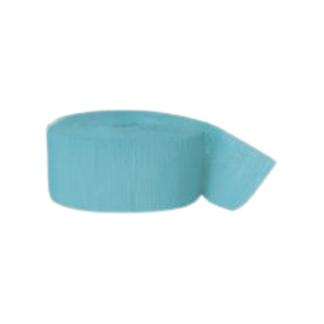 Light blue crepe streamer roll birthday decoration from Parte Haus party supply store in Bethesda Maryland