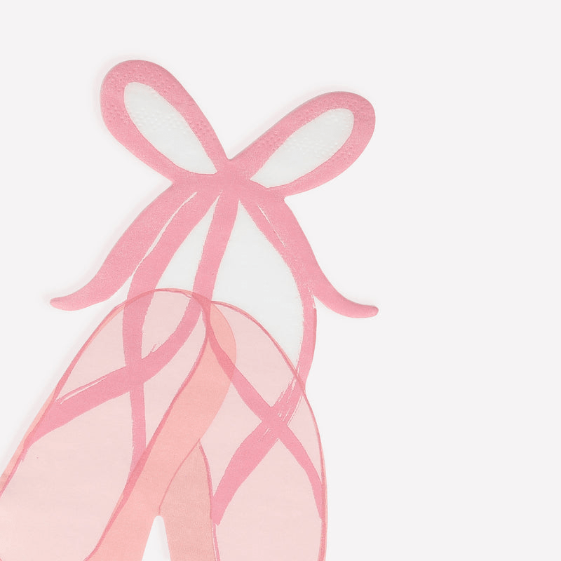 Pink ballet slipper napkin with bow dance theme from Parte Haus party supply store in Bethesda Maryland
