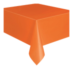 Orange table cover rectangular solid plastic for birthday from Parte Haus party supply store in Bethesda MD