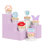 Colorful birthday cupcake toppers with playful shapes and icons for birthday from Parte Haus party supply store in Bethesda, MD.