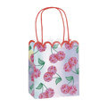 Holographic cherry gift bag with pink handles for birthday from Parte Haus party supply store in Bethesda MD.