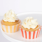 Orange and red striped cupcake wrappers classic cupcake liners for birthday themes from Parte Haus party supply store in Bethesda Maryland