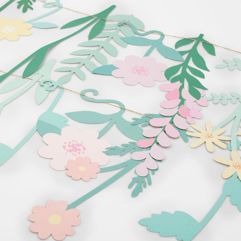 Pastel floral garland paper decoration for spring from Parte Haus party supply store in Bethesda Maryland