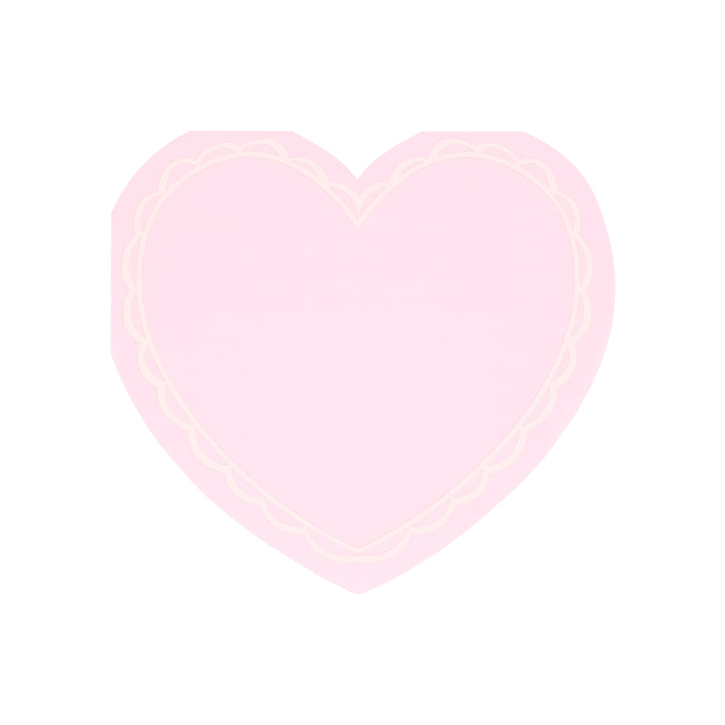 Pink heart shaped paper plate with scalloped edge for Valentine’s Day from Parte Haus party supply store in Bethesda MD
