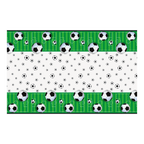 Green and white soccer table cover with soccer balls sports birthday theme from Parte Haus party supply store in Bethesda MD