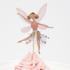 Pink fairy cupcake topper with floral skirt for birthday from Parte Haus party supply store in Bethesda Maryland
