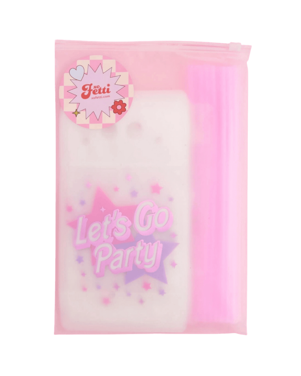 Pink Let's Go Party bag with pastel stars birthday celebration theme from Parte Haus party supply store in Bethesda Maryland