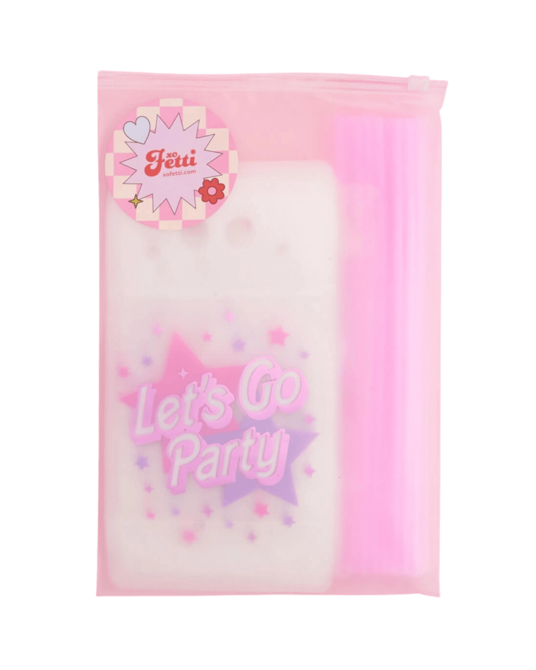 Pink Let's Go Party bag with pastel stars birthday celebration theme from Parte Haus party supply store in Bethesda Maryland