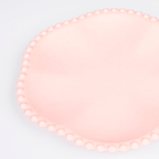 Pink scalloped edge plate with raised dots birthday theme from Parte Haus party supply store in Bethesda MD.