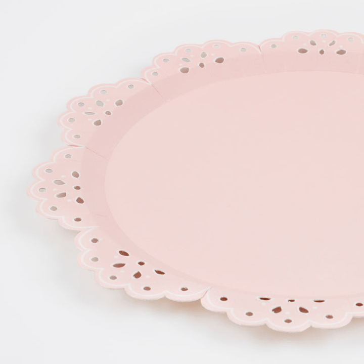 Pink and Peach Broderie Anglaise Lace Appetizer Plates