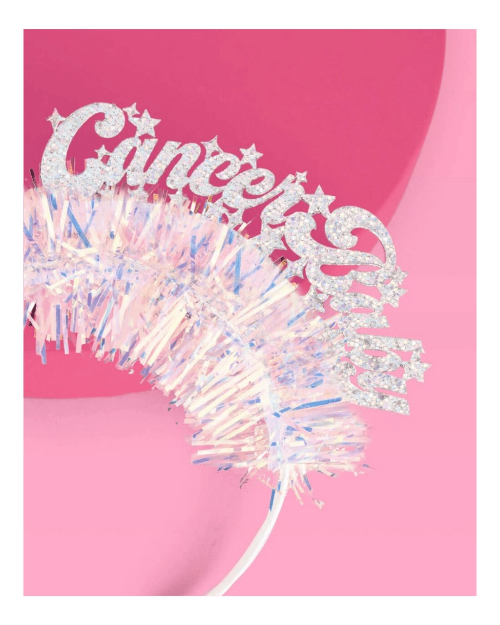 Iridescent Cancer birthday crown headband with glittery stars zodiac birthday from Parte Haus party supply store in Bethesda Maryland