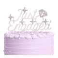Silver Just Engaged cake topper with diamond ring design for engagement from Parte Haus party supply store in Bethesda MD.