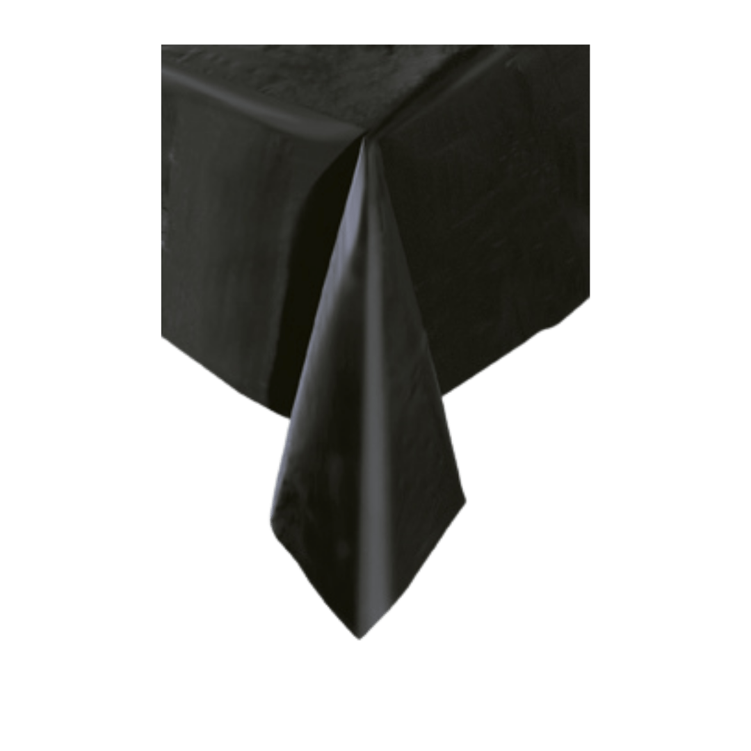 Black table cover rectangular for birthdays or events from Parte Haus party supply store in Bethesda Maryland