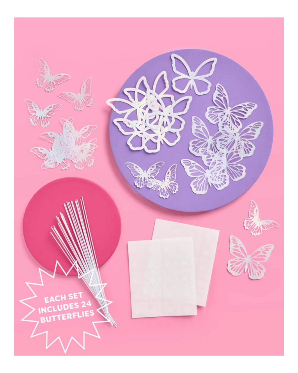 White butterfly cutouts diy butterfly cake toppers birthday theme from Parte Haus party supply store in Bethesda Maryland