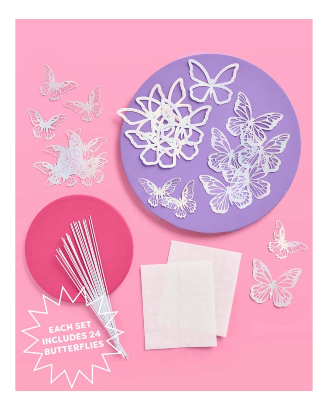 White butterfly cutouts diy butterfly cake toppers birthday theme from Parte Haus party supply store in Bethesda Maryland