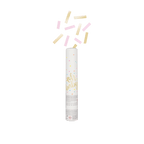 Pastel color confetti cannon with oh baby design for baby shower from Parte Haus party supply store in Bethesda MD.