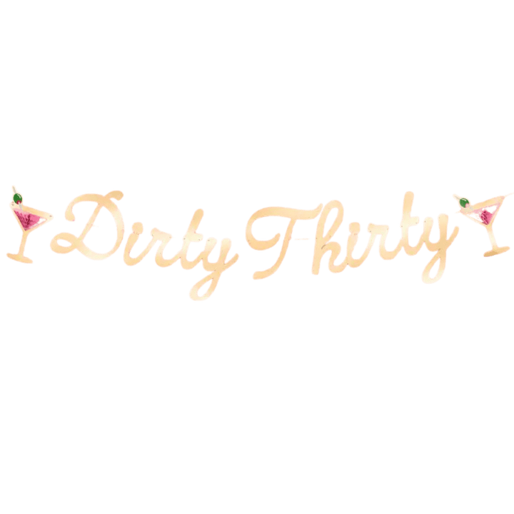Gold with Pink Dirty Thirty Martini Bday Banner