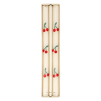 White cherry print taper candles cherry themed decor from Parte Haus party supply store in Bethesda MD