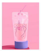 Pink custom drink pouch with hand and ring art for bachelorette theme from Parte Haus party supply store in Bethesda Maryland