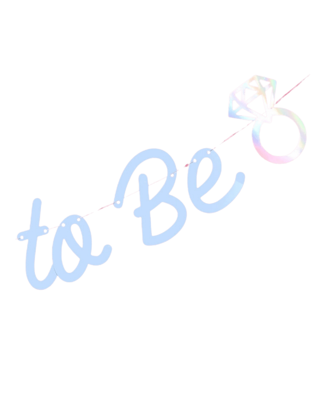 Iridescent to Be banner with diamond ring cutout for bridal shower from Parte Haus party supply store in Bethesda MD