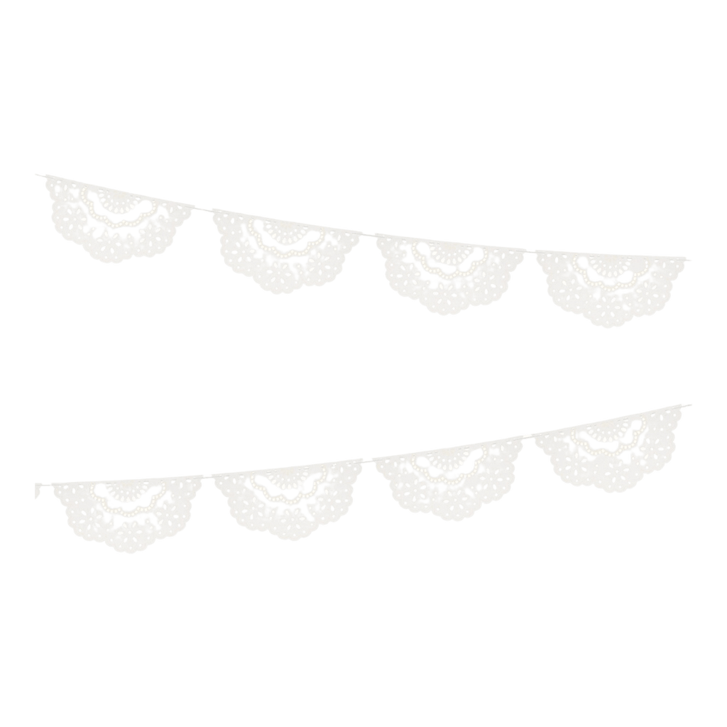 White paper banner garland with scalloped edges holiday decor from Parte Haus party supply store in Bethesda MD