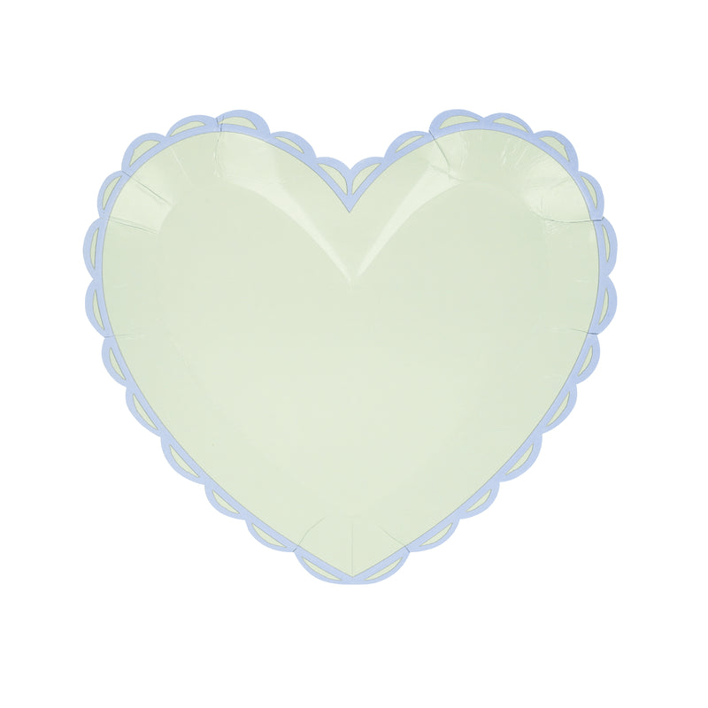Pastel yellow heart-shaped plate with scalloped edge for celebration from Parte Haus party supply store in Bethesda MD