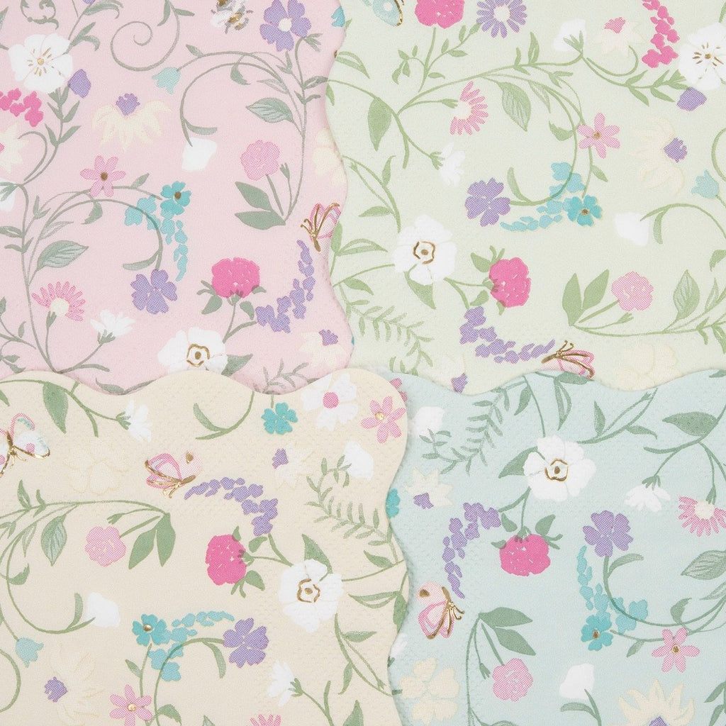 Pastel floral napkins with scalloped edges for spring from Parte Haus party supply store in Bethesda MD.