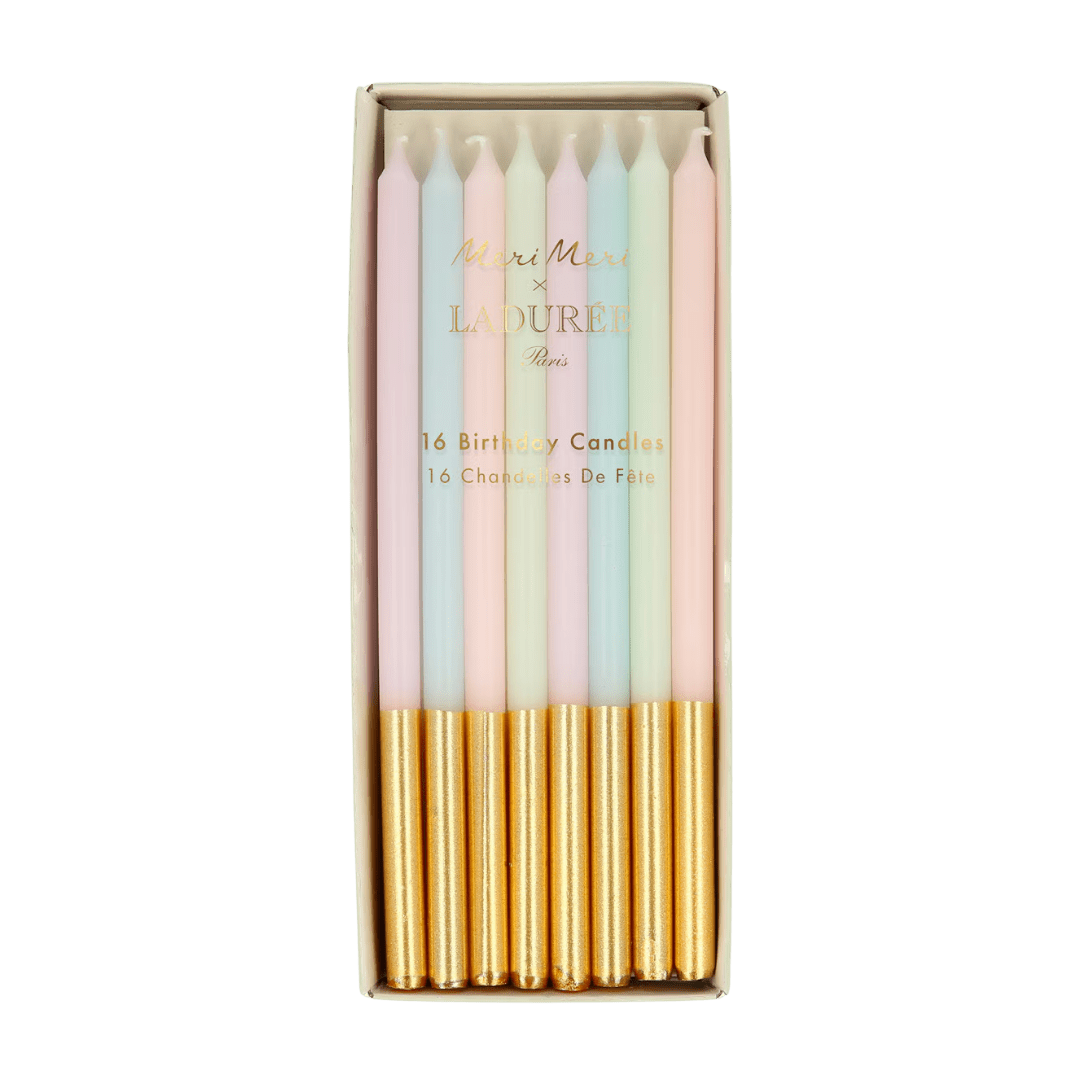 Pastel gold birthday candles box elegant design birthday from Parte Haus party supply store in Bethesda Maryland