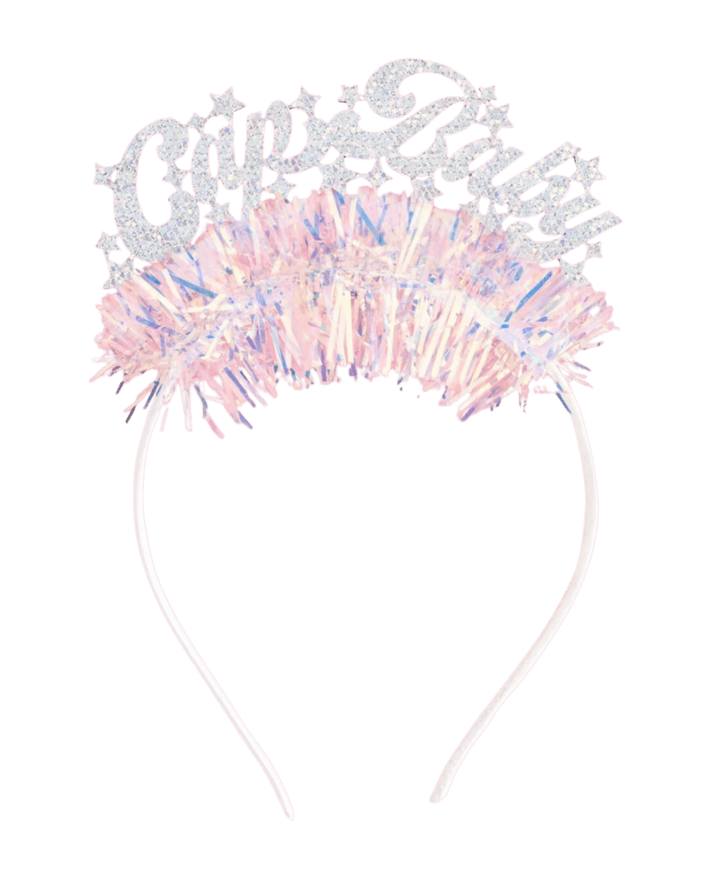 Pink glitter tiara headband with stars for birthday celebration from Parte Haus party supply store in Bethesda Maryland