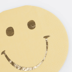 Yellow smiley face napkin with gold foil detail for birthday from Parte Haus party supply store in Bethesda MD