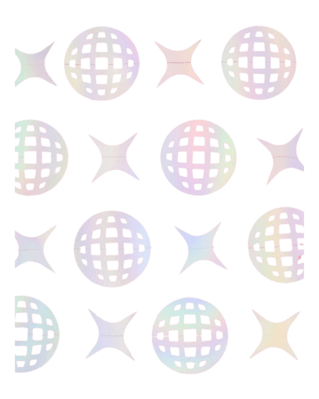 Iridescent disco ball and star garland shiny hanging decor dance theme from Parte Haus party supply store in Bethesda Maryland