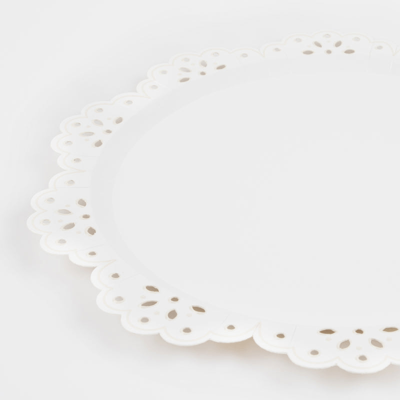 White Broderie Anglaise Lace Dinner Plates