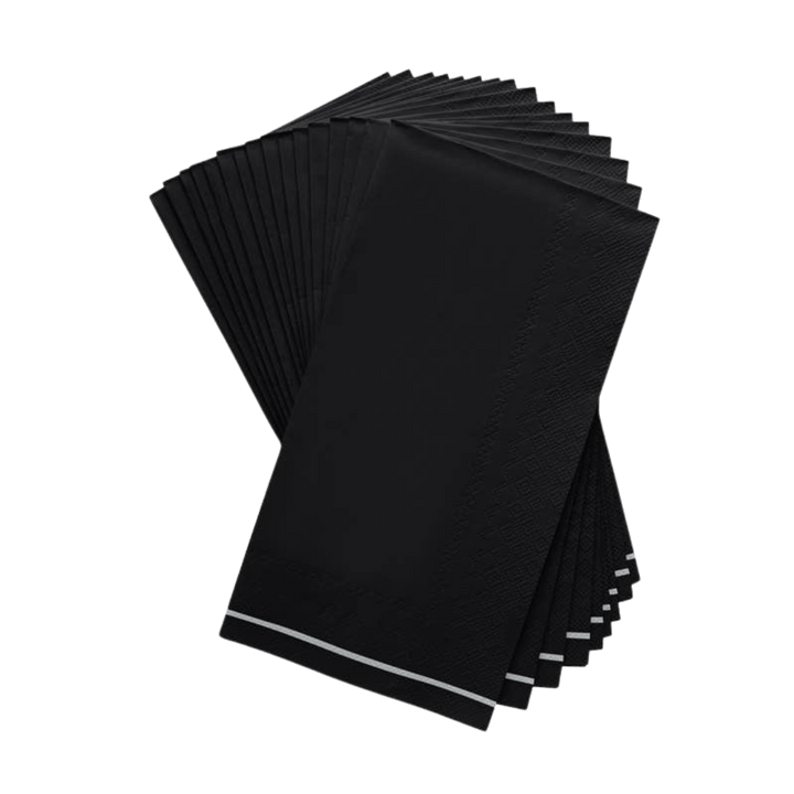 Black with Silver Stripe Guest Napkins