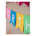 Colorful birthday banner with cutout letters for birthday theme from Parte Haus party supply store in Bethesda Maryland