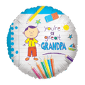 Multicolor grandpa balloon with cartoon boy and pencils for Father's Day from Parte Haus party supply store in Bethesda MD