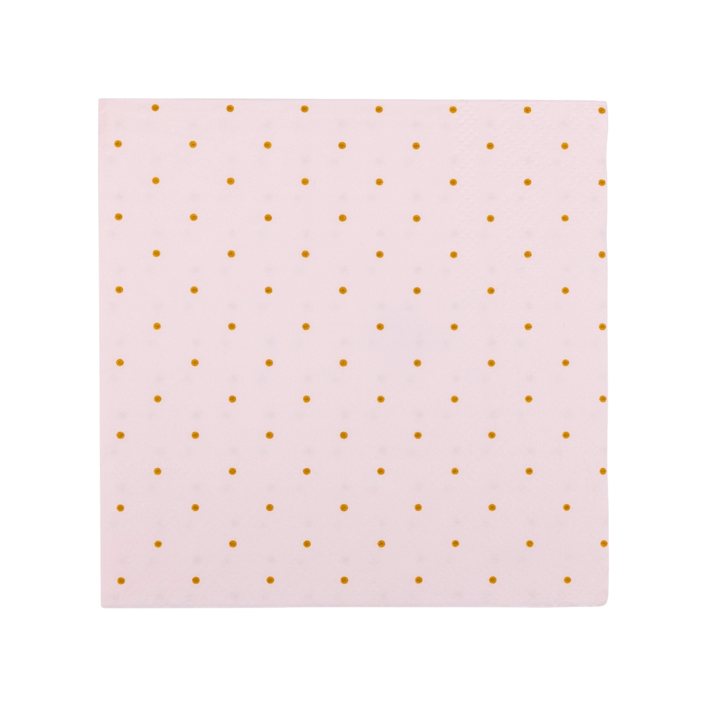 Pink cocktail napkin with gold polka dots classic celebration from Parte Haus party supply store in Bethesda MD