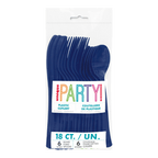Navy blue plastic cutlery set utensils for parties from Parte Haus party supply store in Bethesda MD