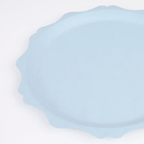 Light blue scalloped edge plate elegant tableware for birthday from Parte Haus party supply store in Bethesda Maryland