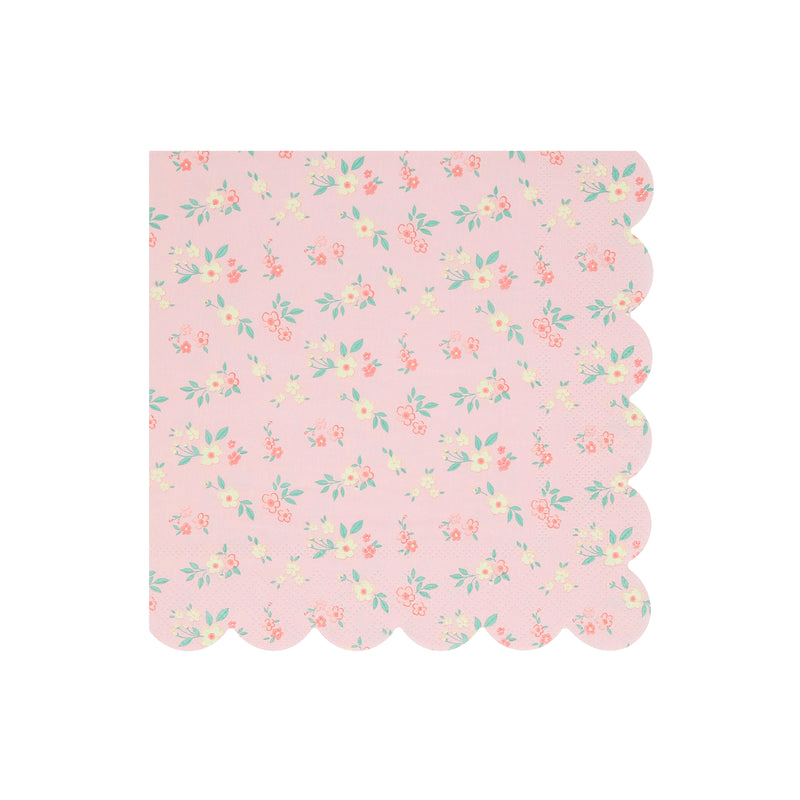 Pink floral napkin with scalloped edges spring theme from Parte Haus party supply store in Bethesda MD